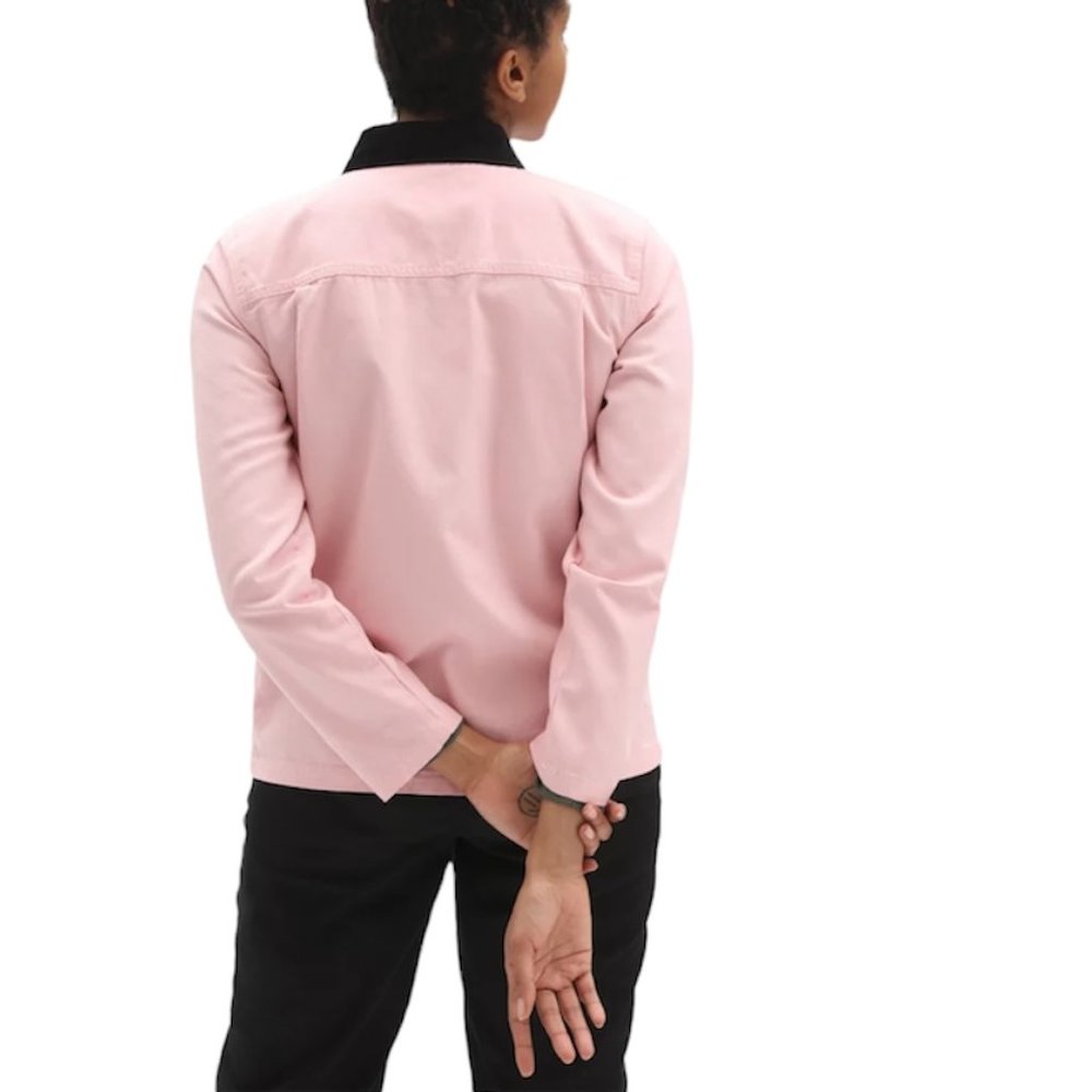 VANS Women's Size VN0A47Y3ZLS Drill Chore Jacket Rose Dawn Cotton Pink Black - Picture 4 of 9